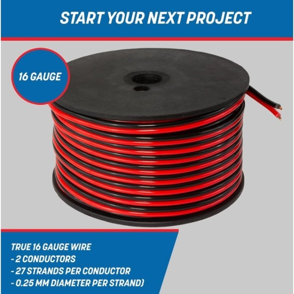GS Power 16 awg strand PURE Copper Wire Bonded Red/Black 100ft roll-EXPRESS SHIP - Picture 6 of 6